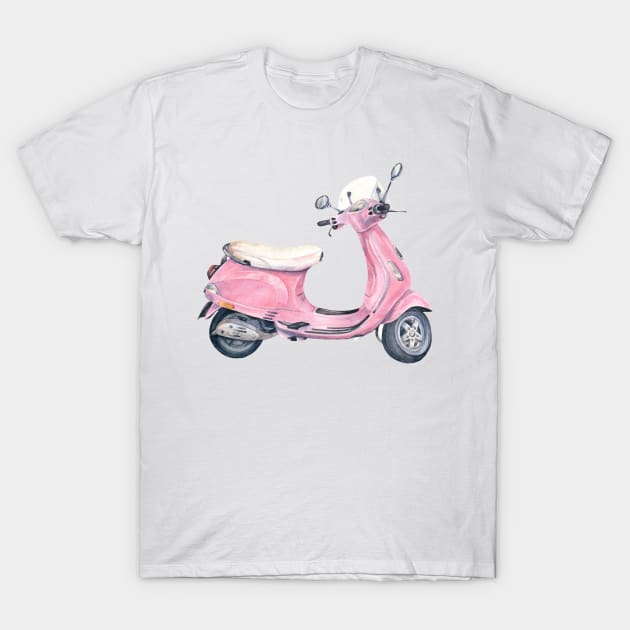 Vintage Pink Vespa Retro Scooter T-Shirt by Dear Fawn Studio